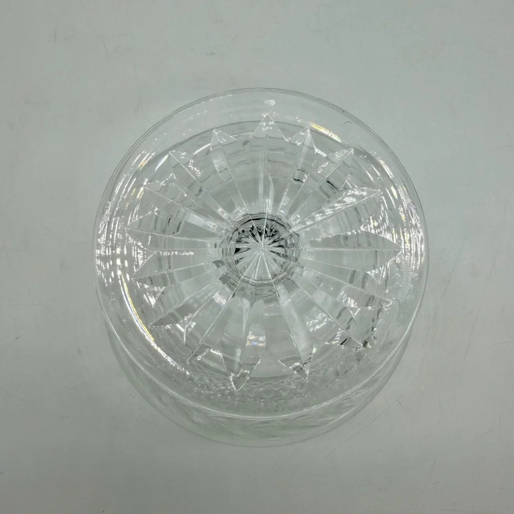 Vintage Cut Glass Pedestal Bowl Footed Candy Dish Laurel Leaf Etched Centerpiece